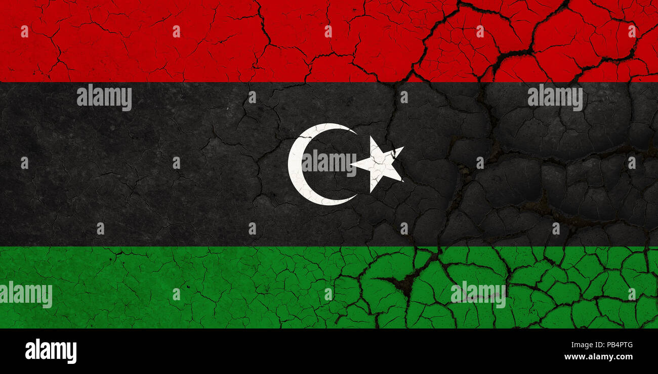 A Cracked And Fragile Libyan Flag Stock Photo