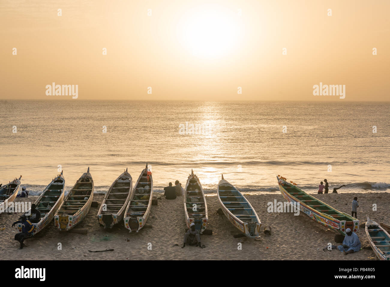 Sunset on the beach at Toubab Dialao, Senegal Stock Photo