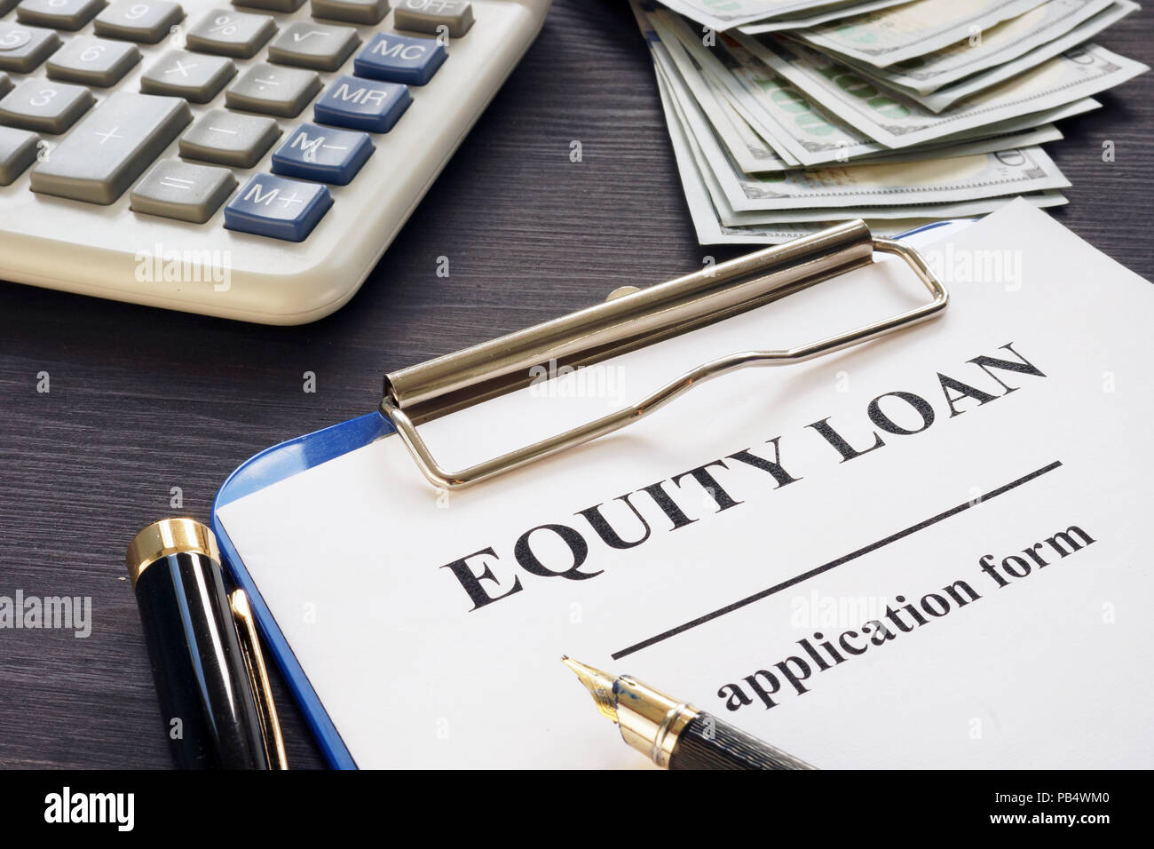 Equity loan form on an office table. Stock Photo