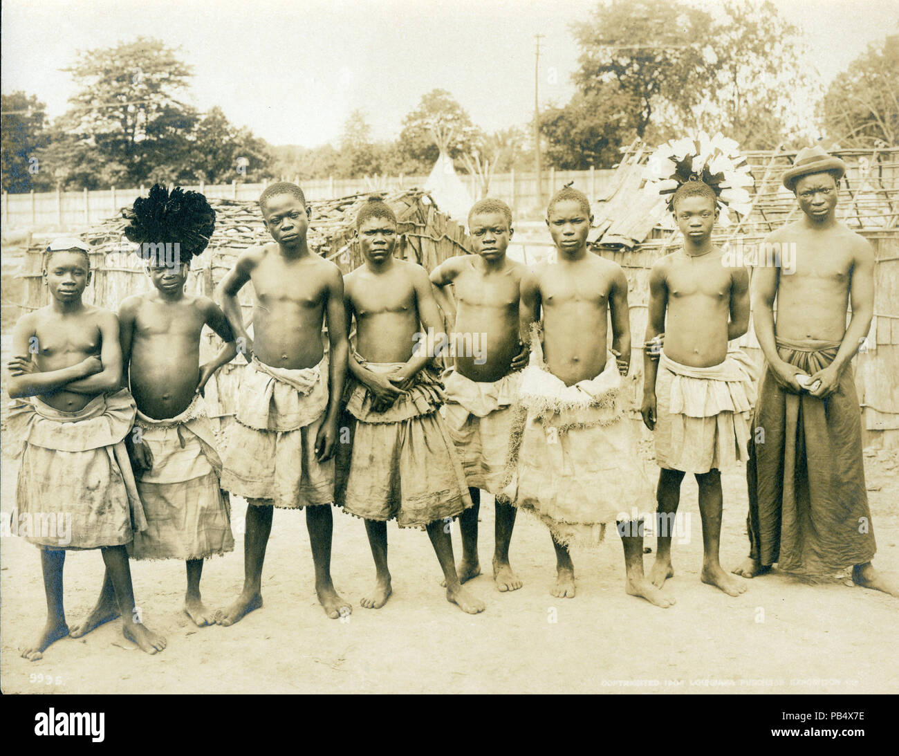 732 Group of Pygmies from the Department of Anthropology at the 1904 World's Fair Stock Photo