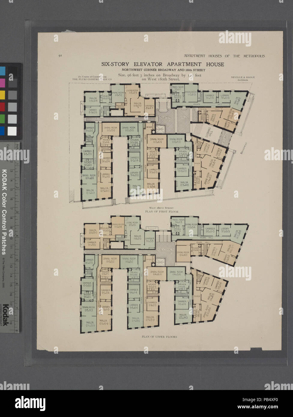 1541 Six Story Elevator Apartment House Northwest Corner Broadway And 180th Street Plan Of First Floor Plan Of Upper Floors Nypl B Stock Photo Alamy