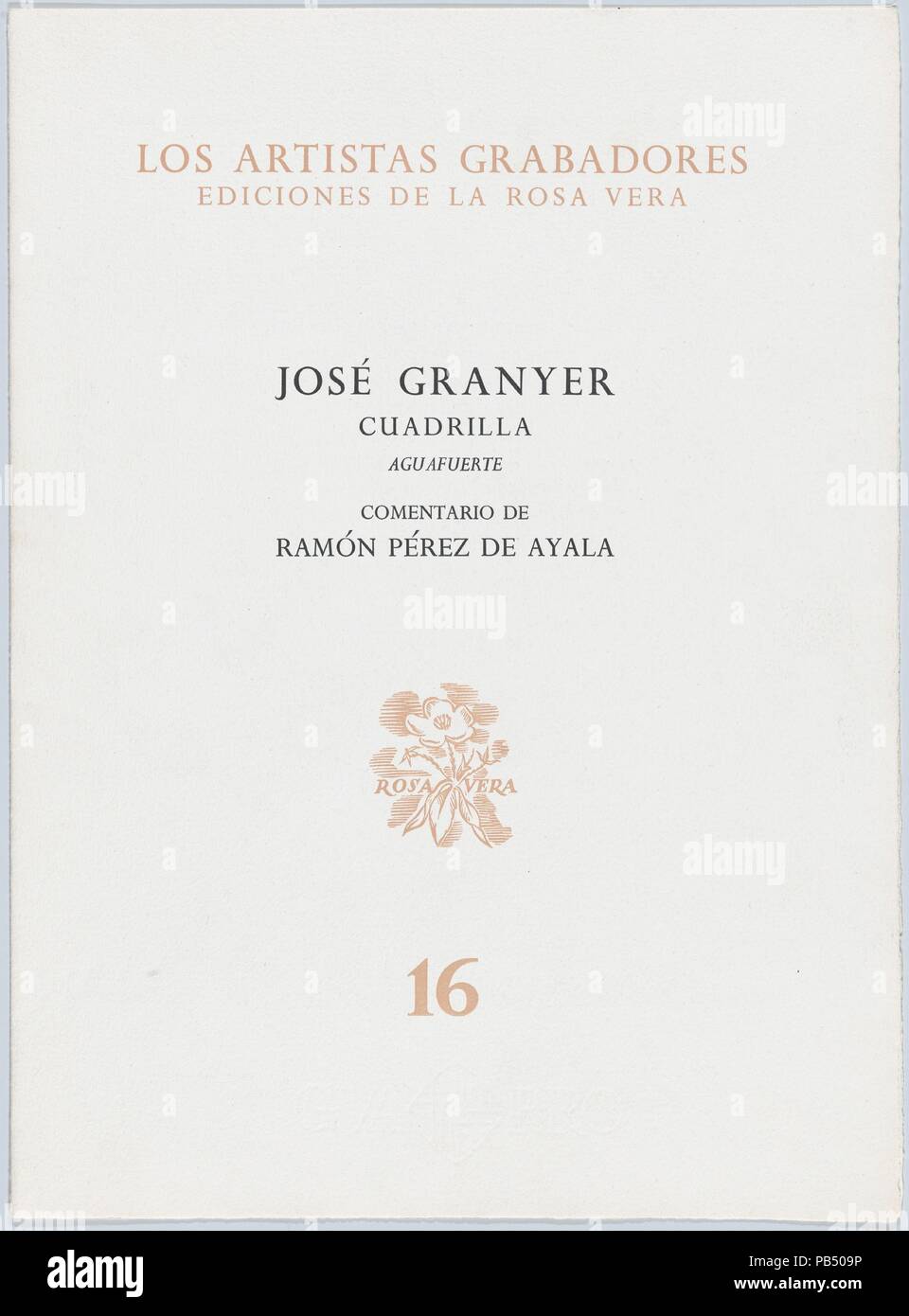 'Caudrilla' bulls standing on hind legs in a group (number 16). Artist: José (Josep) Granyer (Spanish, Barcelona 1899-1983 Barcelona). Author: Ramón Pérez de Ayala (Spanish, Oviedo 1880-1962 Madrid). Dimensions: Sheet: 13 3/8 × 19 1/2 in. (34 × 49.5 cm)  Plate: 9 5/8 × 7 5/16 in. (24.5 × 18.5 cm). Publisher: Ediciones de la Rosa Vera (Spanish). Date: ca. 1959. Museum: Metropolitan Museum of Art, New York, USA. Stock Photo