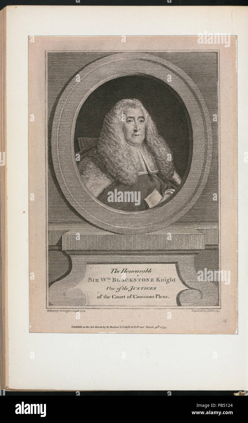 1644 The Honorable Sir Wm. Blackstone, knight, one of the justices of the Court of Common Pleas (NYPL Hades-257290-EM15236) Stock Photo