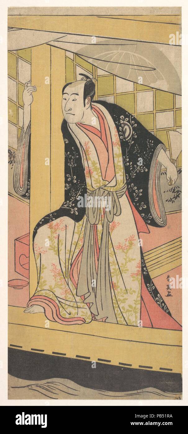 The Actor Sawamura Sojuro 3rd as a Man Stnding in a Pleasure-boat. Artist: Katsukawa Shun'ei (Japanese, 1762-1819). Culture: Japan. Dimensions: H. 12 9/16 in. (31.9 cm); W. 5 5/8 in. (14.3 cm). Date: ca. 1790. Museum: Metropolitan Museum of Art, New York, USA. Stock Photo