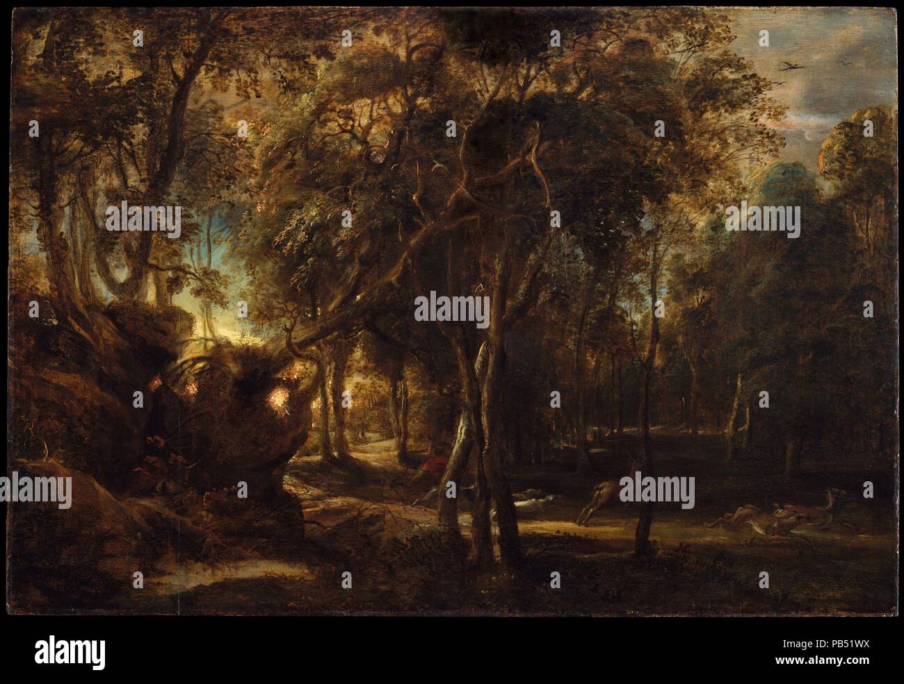 A Forest At Dawn With A Deer Hunt Artist Peter Paul Rubens Flemish Siegen 1577 1640 Antwerp Dimensions 24 1 4 X 35 1 2 In 61 5 X 90 2 Cm Date Ca 1635 Rubens Painted