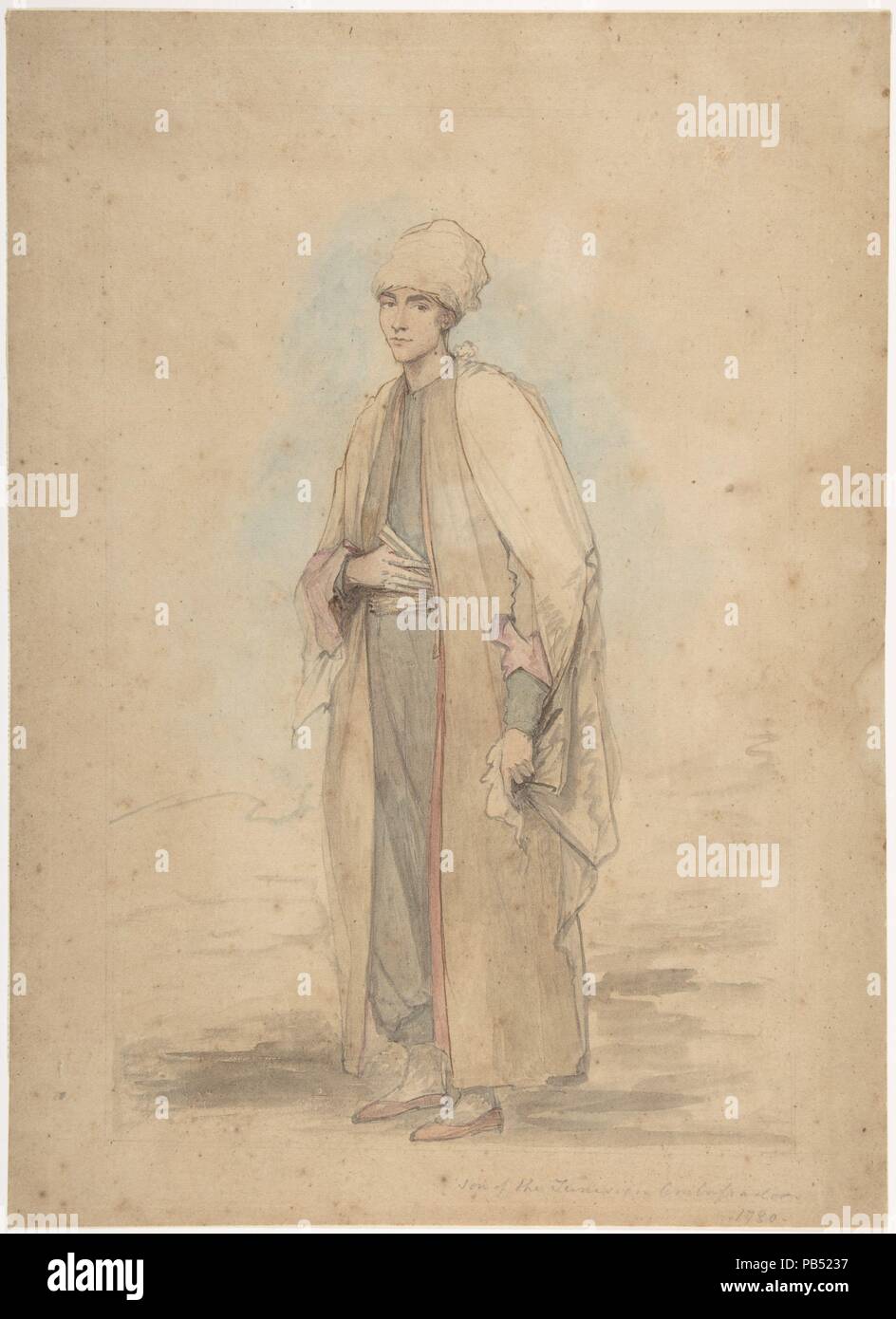 Son of the Tunisian Ambassador. Artist: Ozias Humphrey (British, Honiton, Devon 1742-1810 London). Dimensions: sheet: 11 3/4 x 8 1/2 in. (29.8 x 21.6 cm). Date: 1780. Museum: Metropolitan Museum of Art, New York, USA. Stock Photo