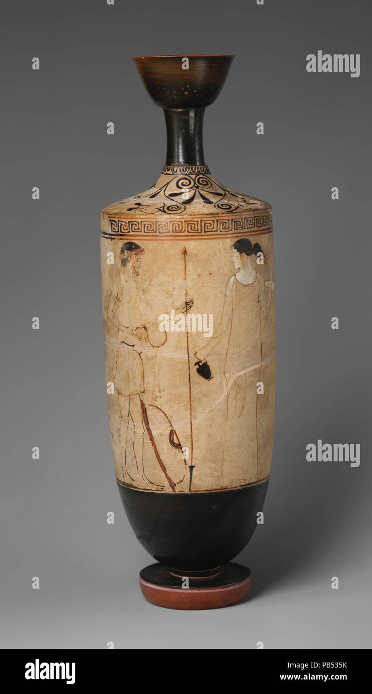 Terracotta Lekythos Oil Flask Culture Greek Attic Dimensions