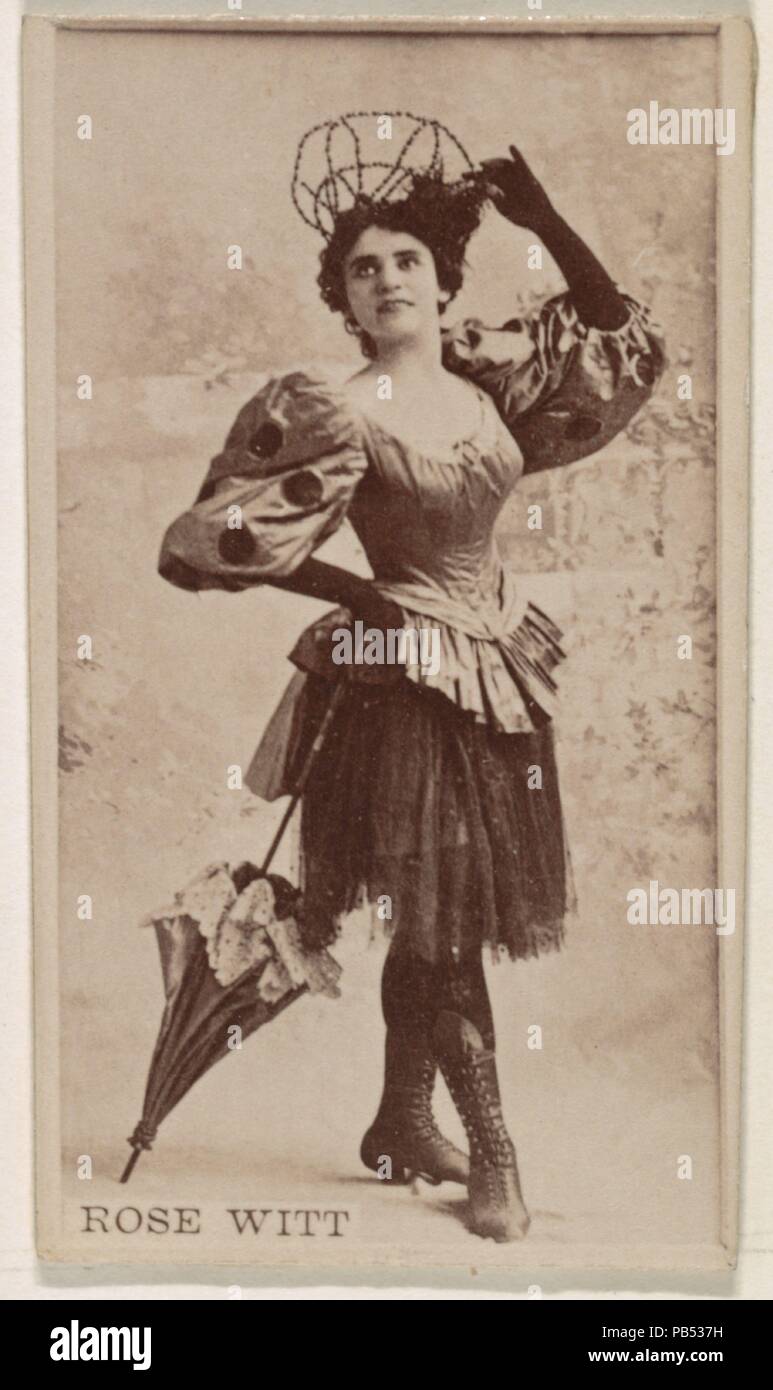 Rose Witt, from the Actresses series (N245) issued by Kinney Brothers to  promote Sweet Caporal Cigarettes. Dimensions: Sheet: 2 1/2 × 1 7/16 in.  (6.4 × 3.7 cm). Publisher: Issued by Kinney, image size:773x1390