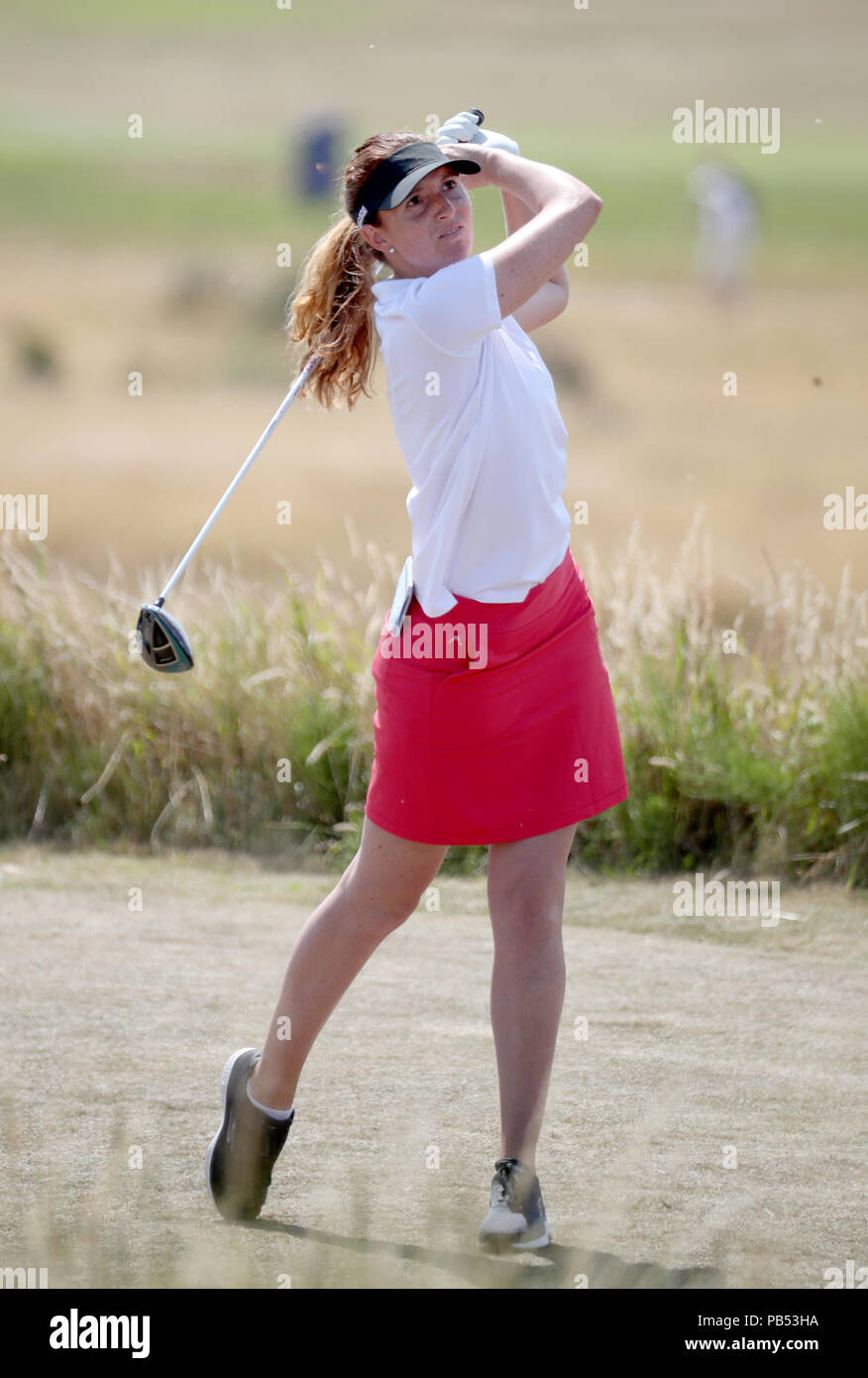 England's Florentyna Parker on the 5th tee during day one of the 2018 Aberdeen Standard Investments Ladies Scottish Open at Gullane Golf Club. PRESS ASSOCIATION Photo, Picture date: Thursday July 26, 2018. Photo credit should read: Jane Barlow/PA Wire. RESTRICTIONS: Editorial use only. No commercial use. Stock Photo