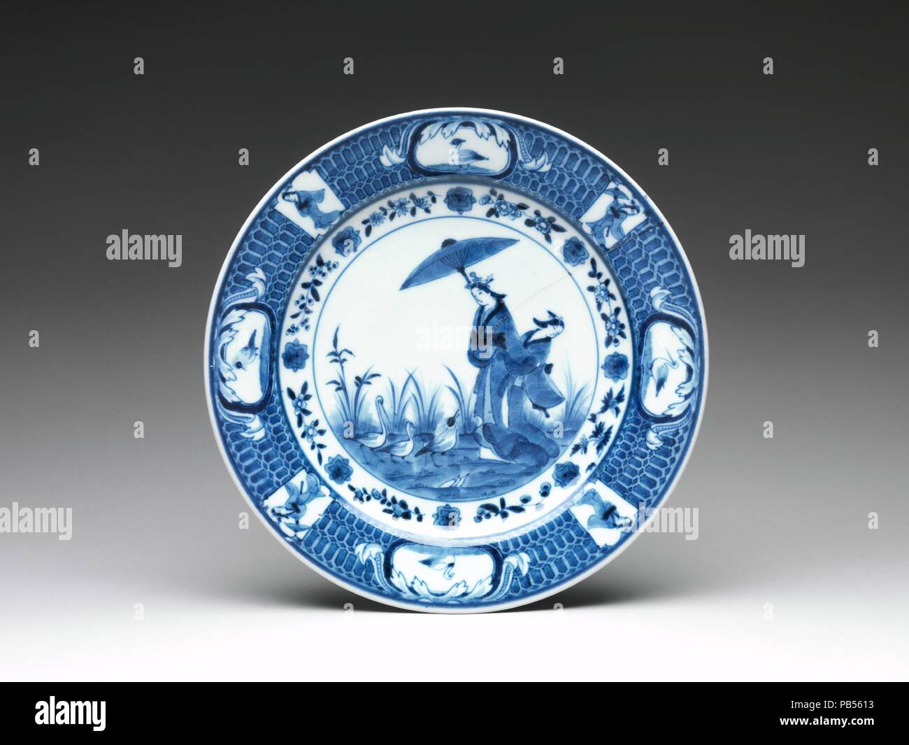 Originally Attributed Dish Depicting Lady with a Parasol. Artist: Design attributed to ...