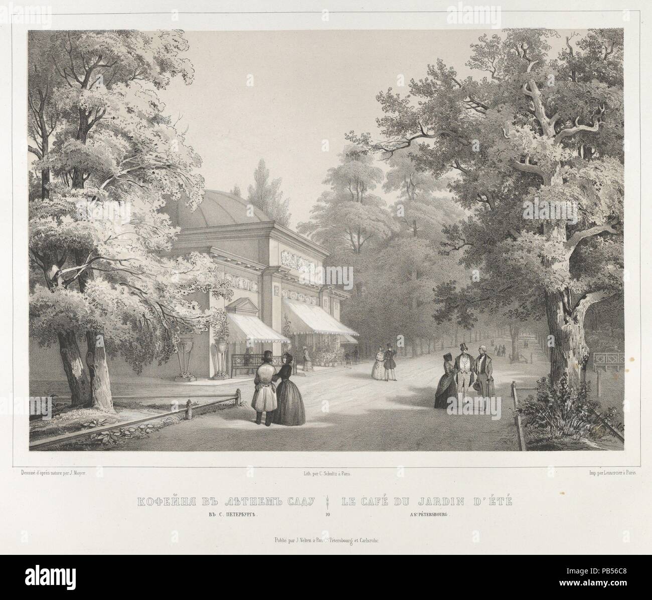 Le Cafe Au Jardin D Ete A St Petersbourg From The Series Vues Pittoresques Des Palais Jardins Imperiaux Aux Environs De St Petersbourg Artist After J Meyer Active Mid 19th Century C