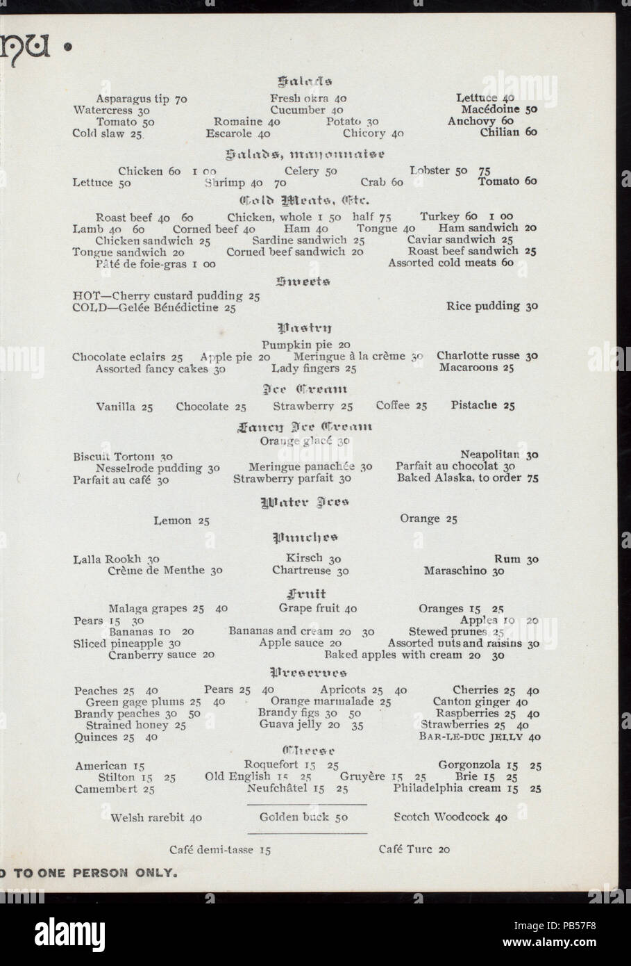 1016 MENU (held by) ALBEMARLE HOTEL (at) &quot;MADISON SQUARE, WEST, NEW YORK, NY&quot; (HOTEL;) (NYPL Hades-272914-4000008247) Stock Photo