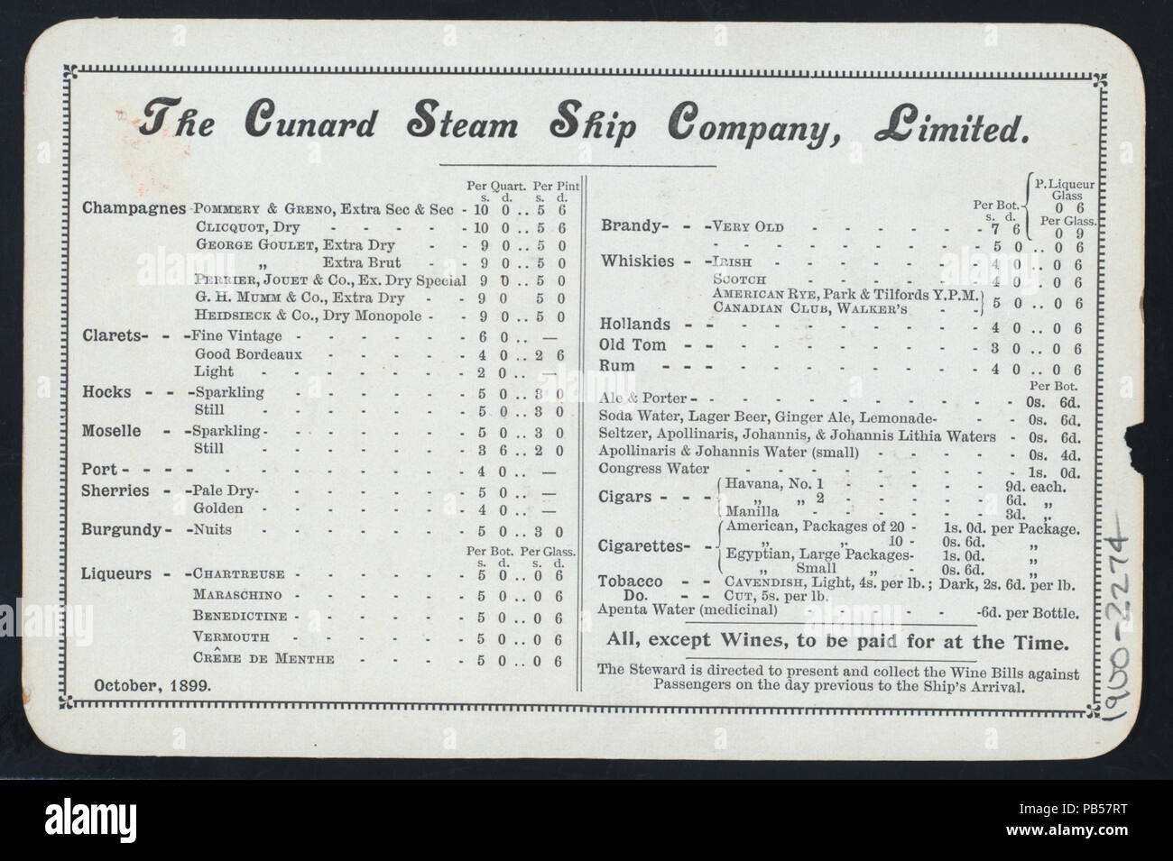 968 LUNCHEON (held by) CUNARD LINE (at) &amp;quot;R.M.S. &amp;quot;&amp;quot;ETRURIA&amp;quot;&amp;quot;&amp;quot; (SS ...