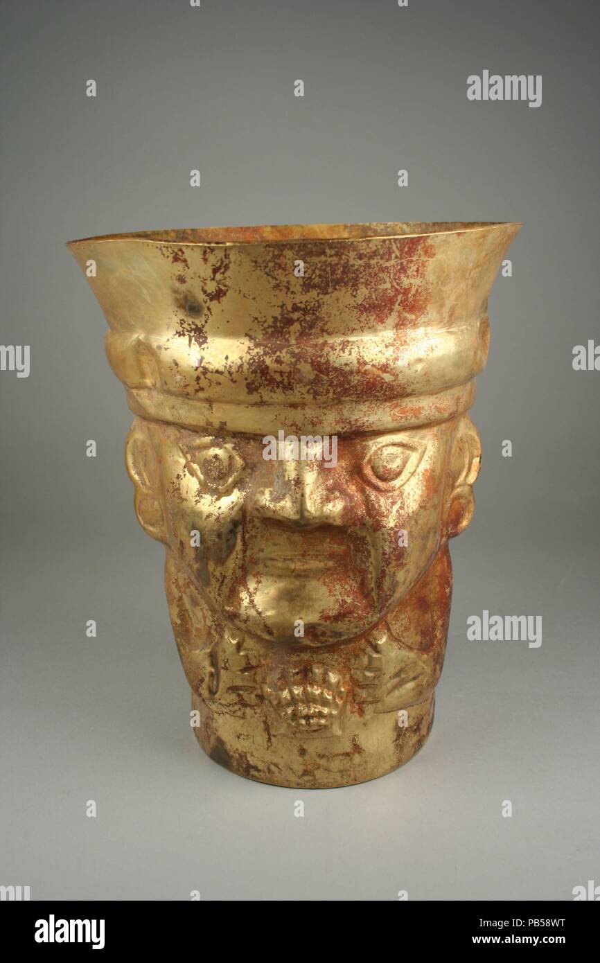 Beaker, Figure with Shell. Culture: Lambayeque (Sicán). Dimensions: H ...