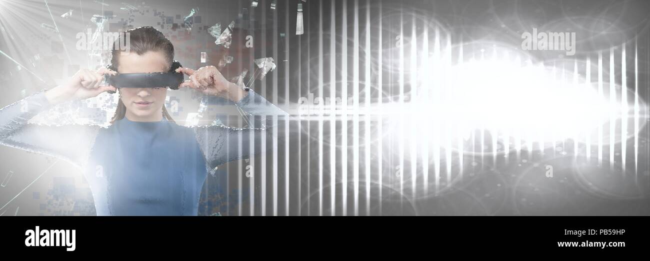 Deconstructing smashing pixel virtual reality woman and transition