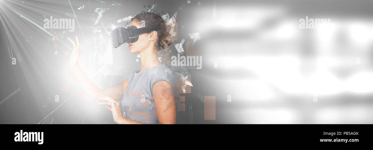 Deconstructing smashing pixel virtual reality woman and transition