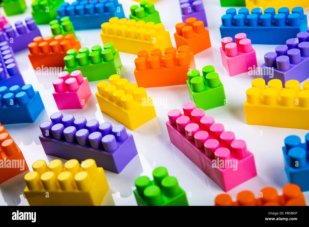 plastic toy building blocks Stock Photo