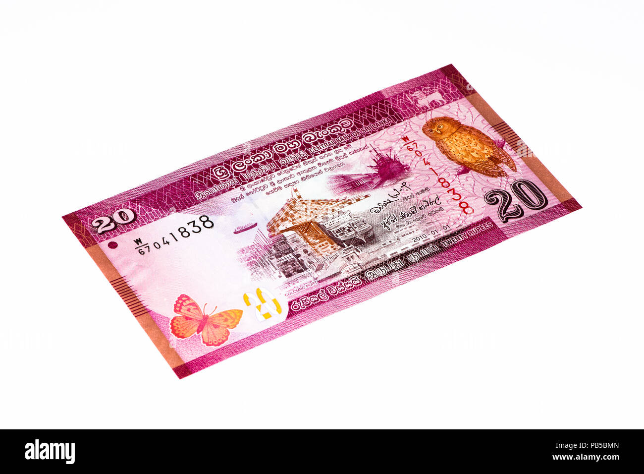20 Sri Lankan rupee bank note. Rupees is the national currency of Sri Lanka Stock Photo