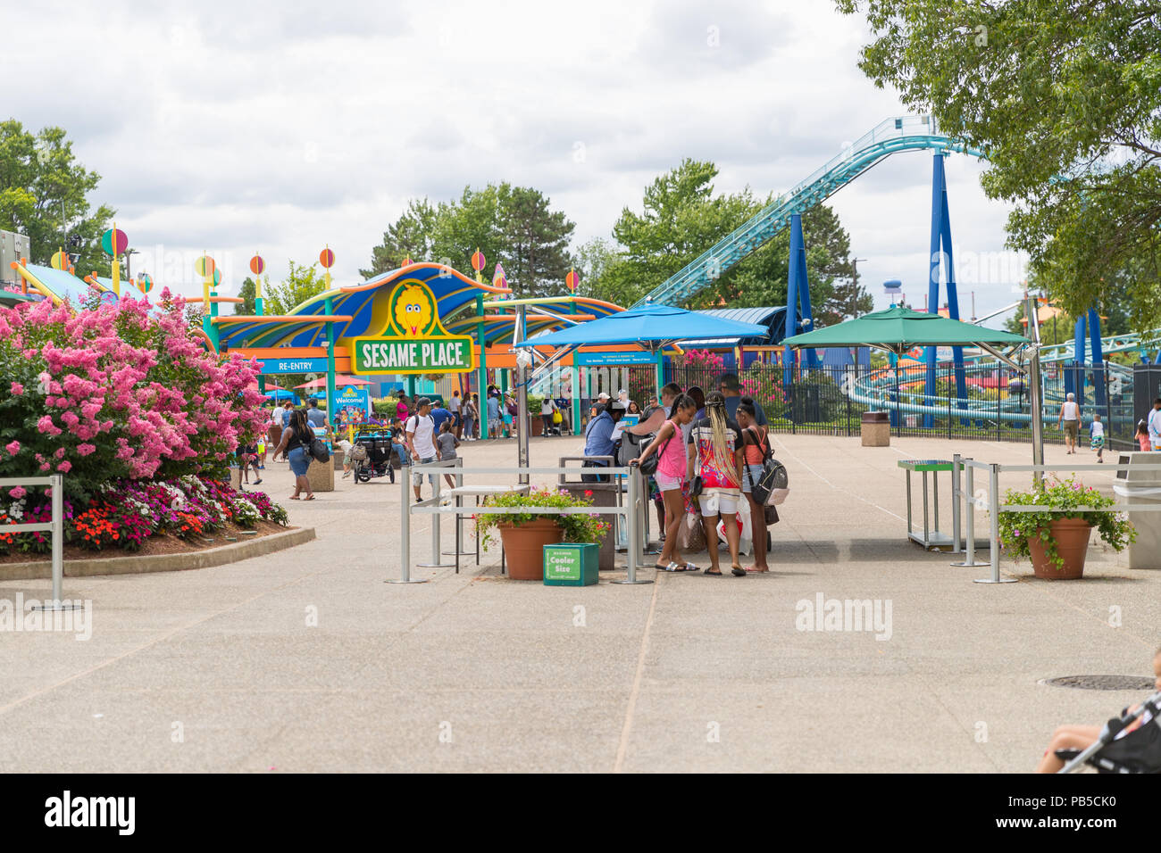 Langhorne, PA July 21, 2018: Sesame Place is a children's theme park, located on the outskirts of Philadelphia, Pennsylvania based on the Sesame Stree Stock Photo