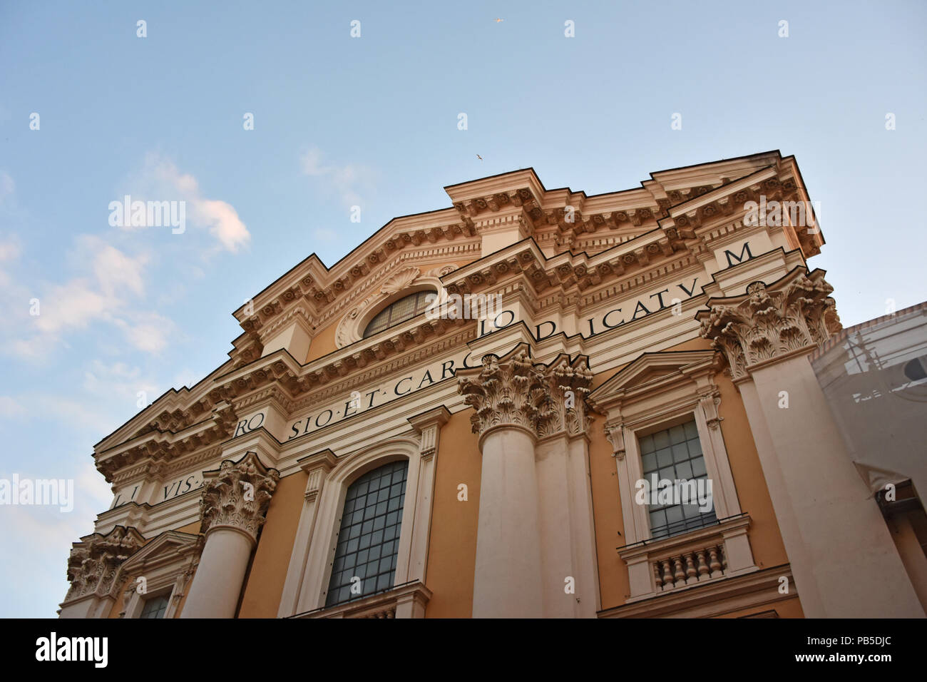 Catholic. Building Rome Rome, catholic church facade in the historic center of the city Stock ...