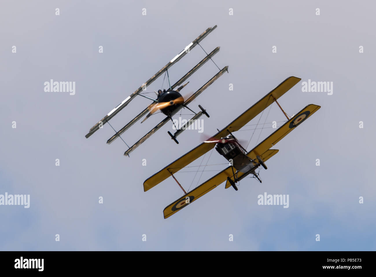 WW1 Classic Biplanes flying at the Royal International Air Tattoo Stock Photo