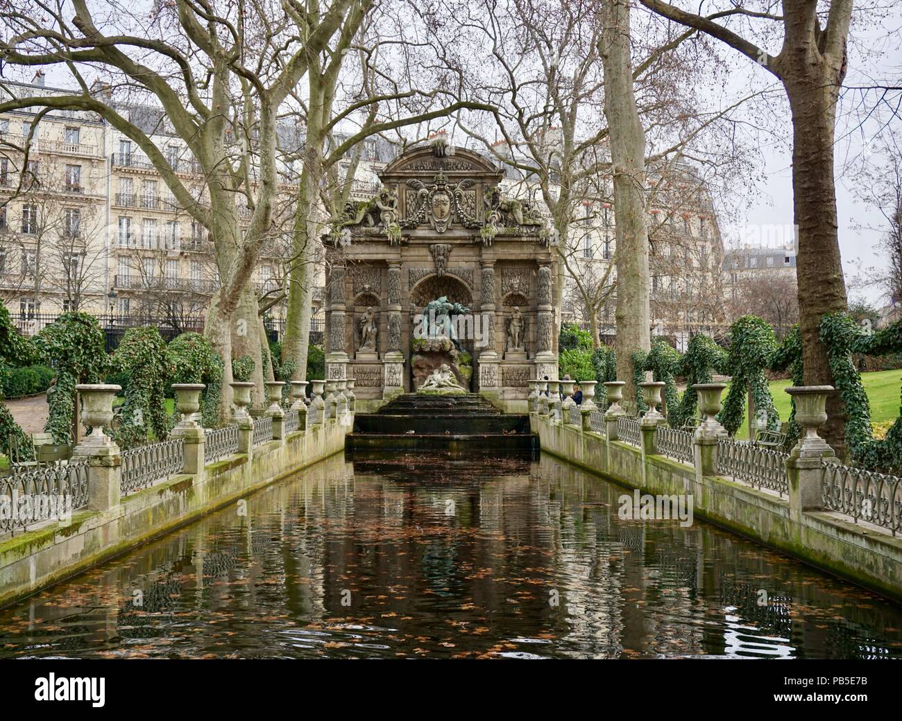 Parisian park fountain. Stock Photo