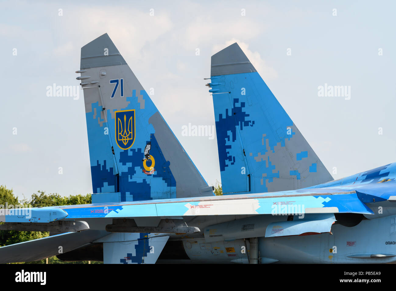 Ukrainian SU-27 Flanker jet at the Royal International Air Tattoo Stock Photo