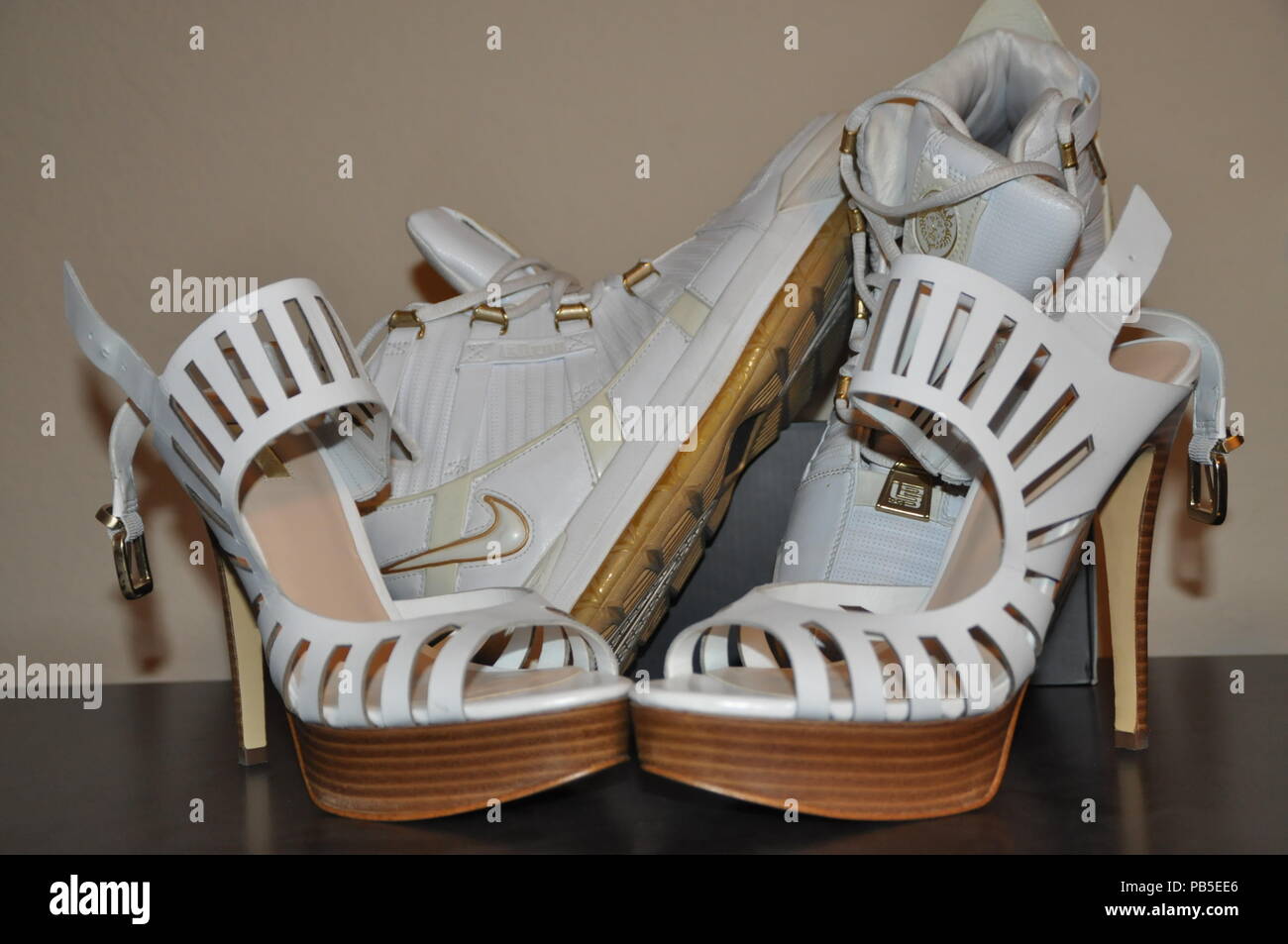 Sneakers and Heels Stock Photo Alamy