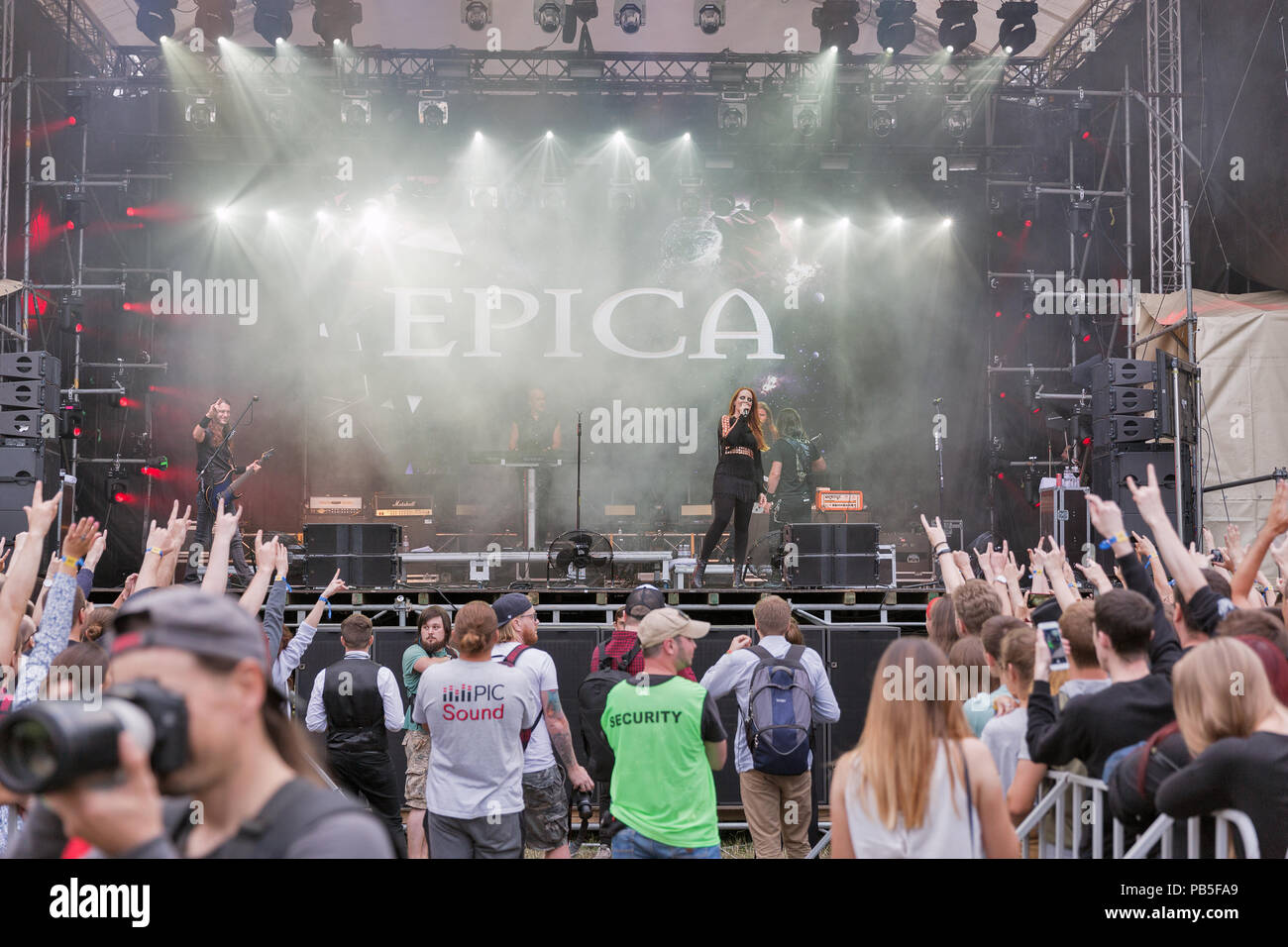 KIEV, UKRAINE - JULY 04, 2018: Dutch symphonic metal rock band Epica