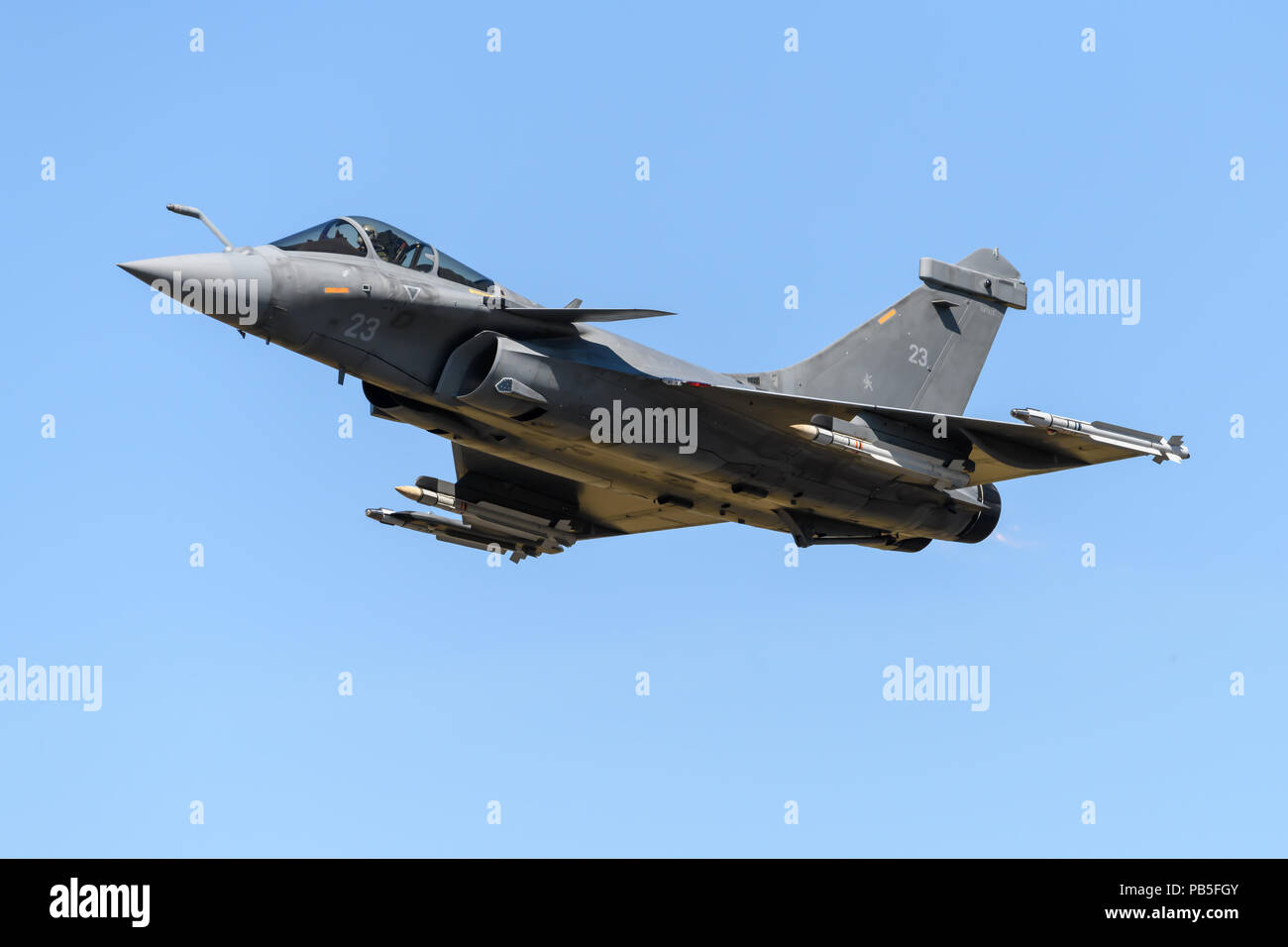 French Rafale fighter jet displaying at the Royal International Air Tattoo in July 2018 Stock Photo