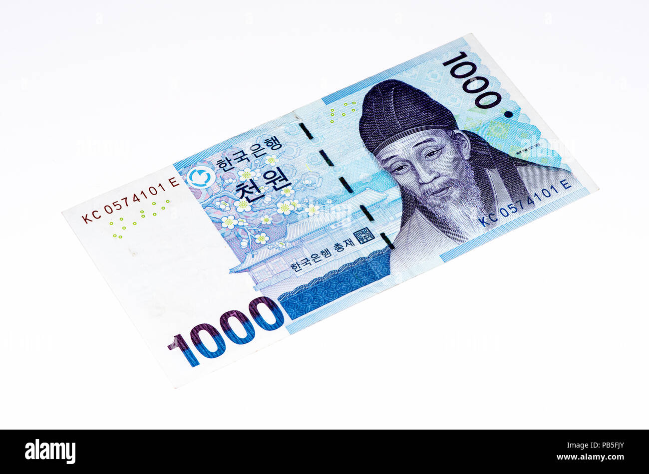 1000 South Korea Won Bank Note Won Is The National Currency Of The 