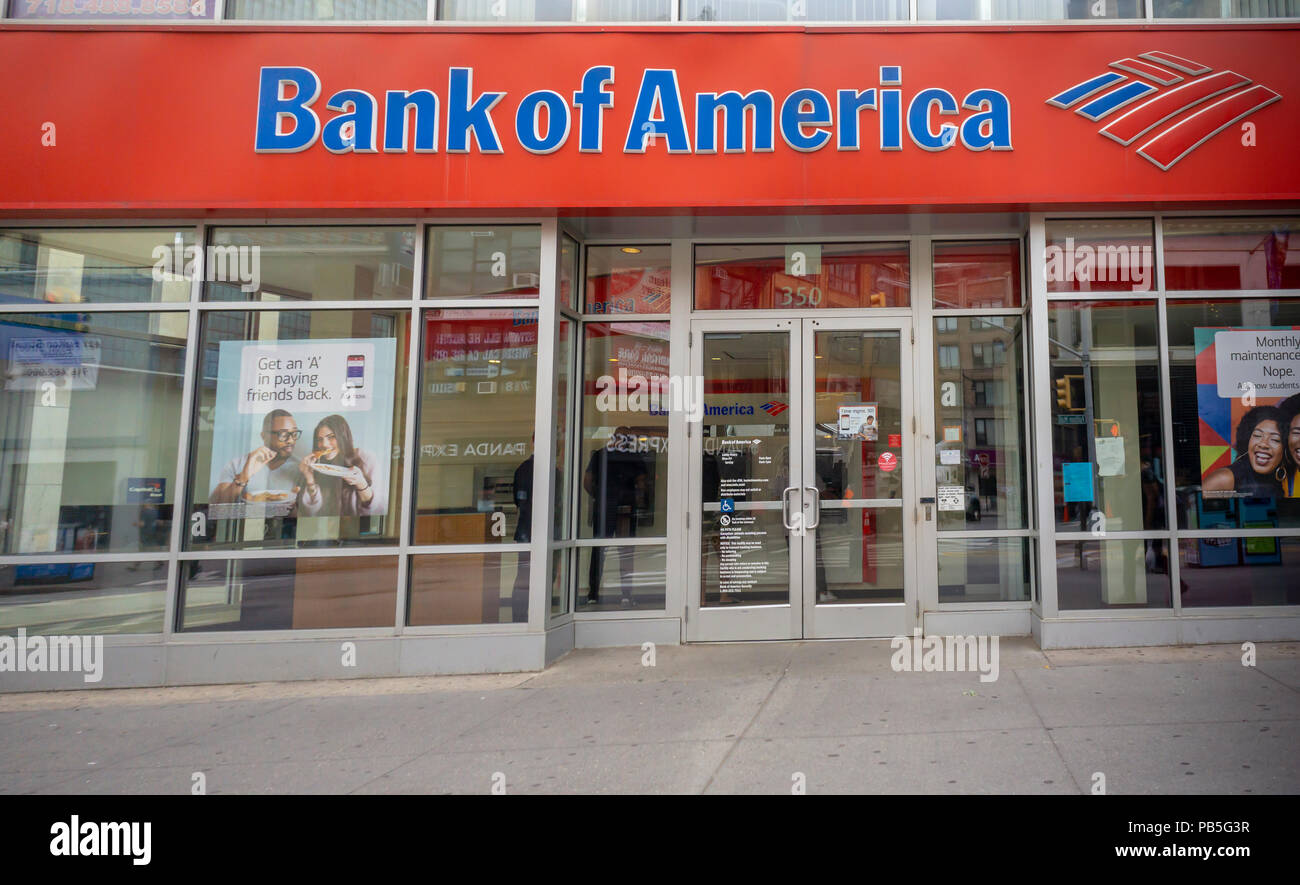 A branch of Bank of America in Downtown Brooklyn in New York on Sunday,  July 22, 2018. (© Richard B. Levine Stock Photo - Alamy