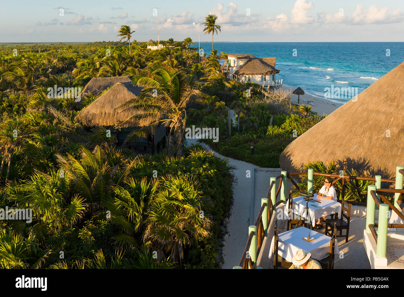 Sian Ka'an Biosphere Reserve in Tulum, Mexico as seen from the eco-friendly Cesiak hotel and tent cabins. Stock Photo