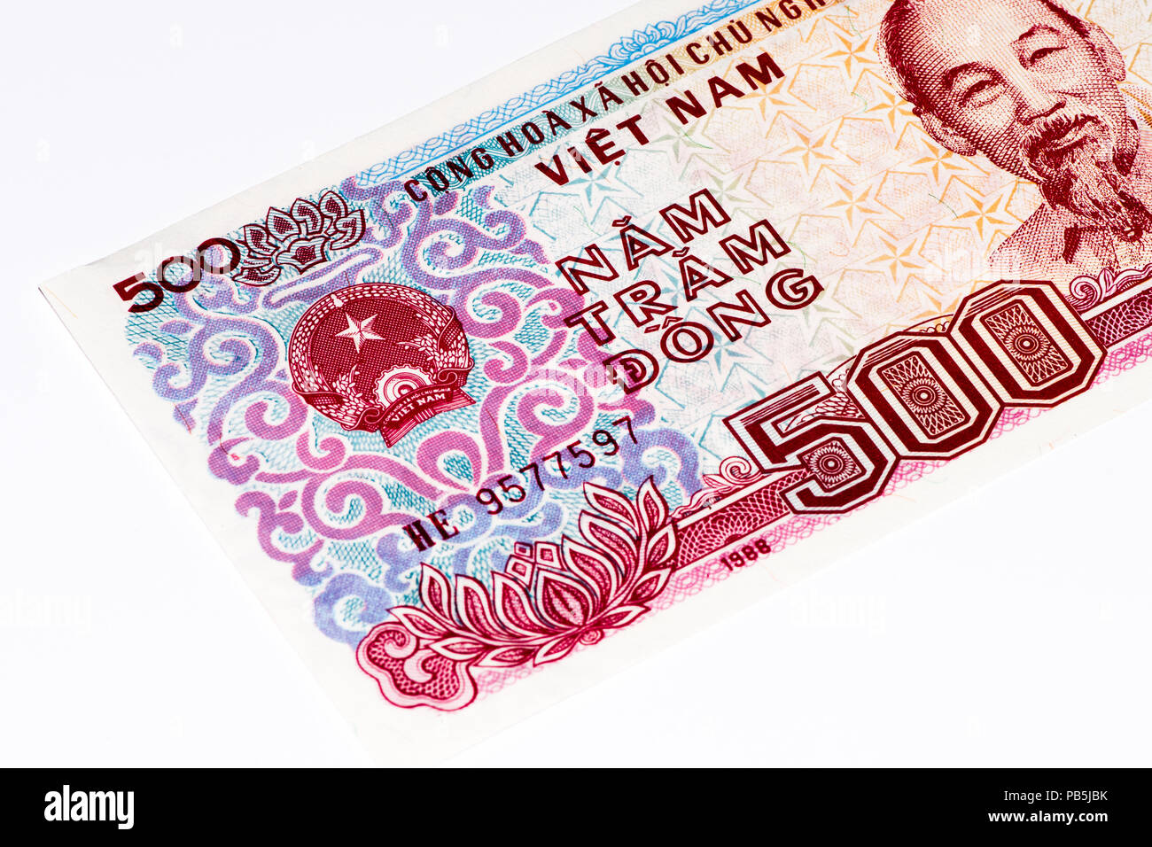 500 dong bank note of Vietnam. Dong is the national currency of Vietnam Stock Photo