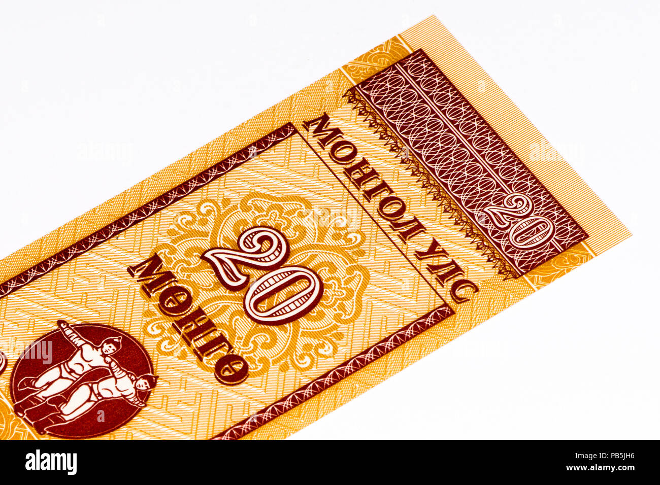 20 mongo bank note. Mongo is the former currency of Mongolia Stock Photo