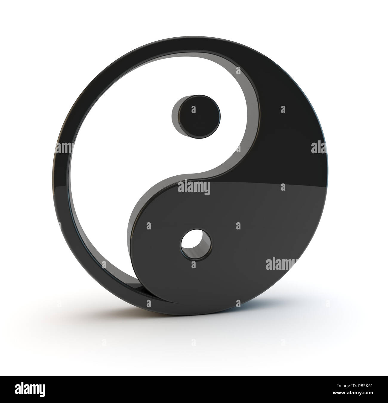 3d black yin yang symbol Stock Photo