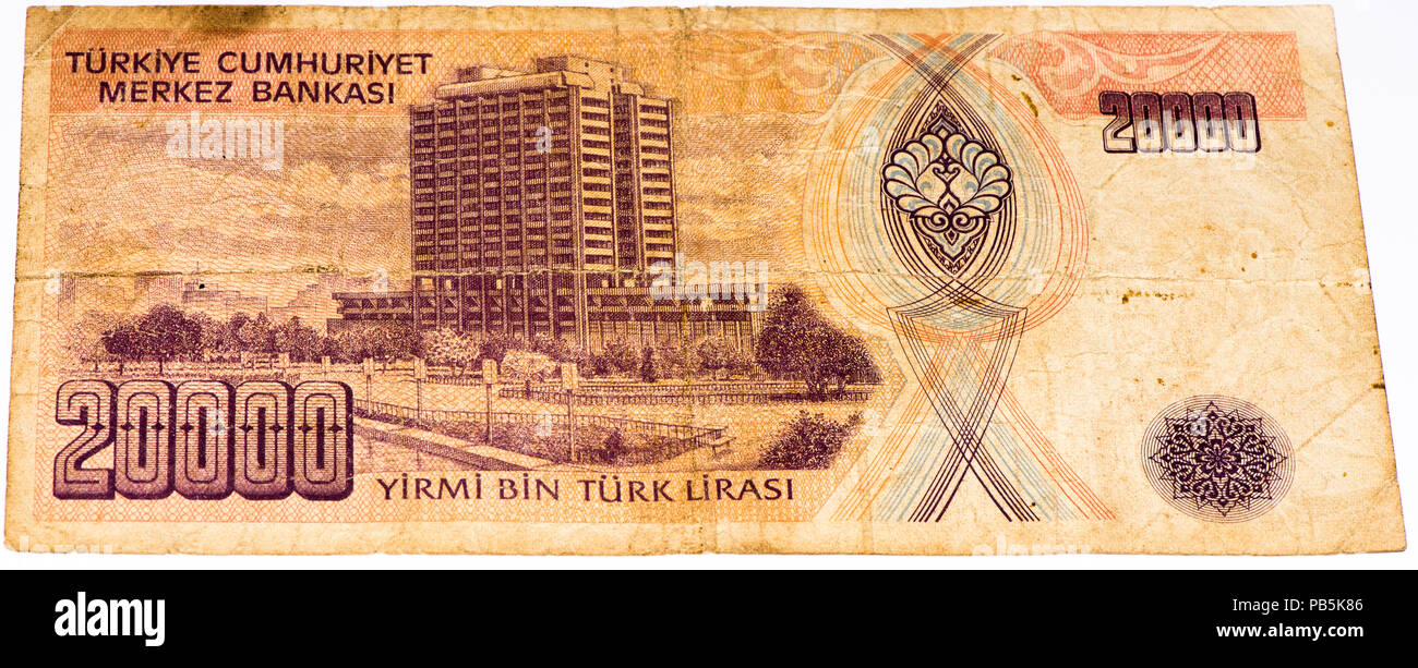 20000 Turkish liras bank note. Turkish lira is the national currency of  Turkey Stock Photo - Alamy