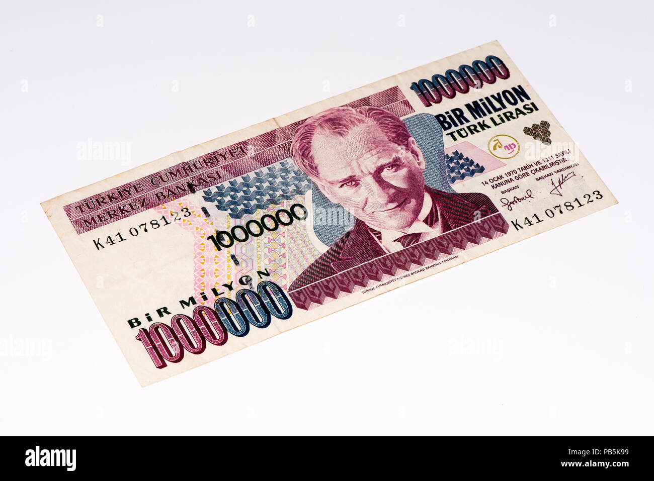 1000000 Turkish liras bank note. Turkish lira is the national currency