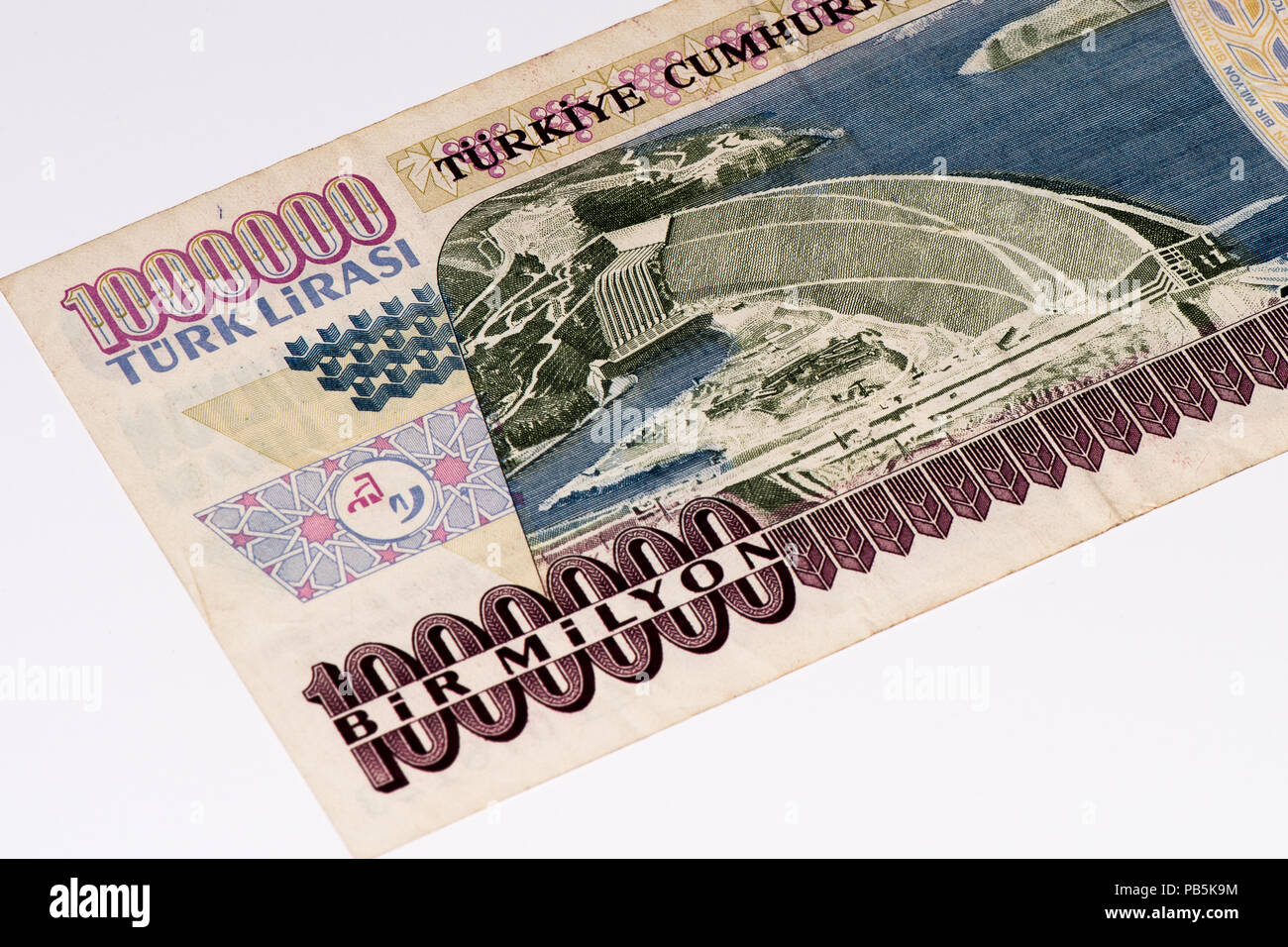1000000 Turkish liras bank note. Turkish lira is the national currency