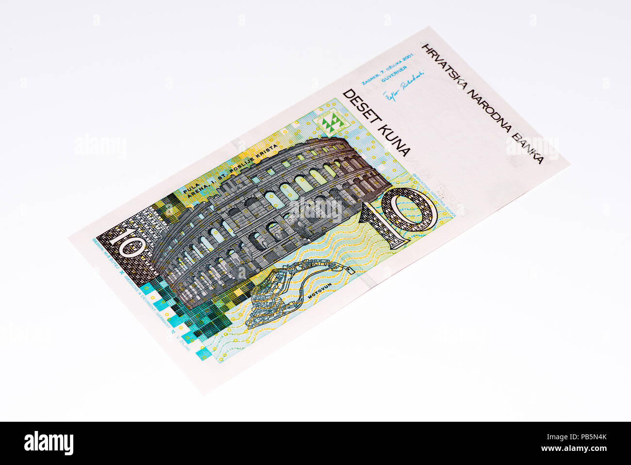 10 Croatian kunas bank note. Kuna is the national currency of Croatia Stock Photo
