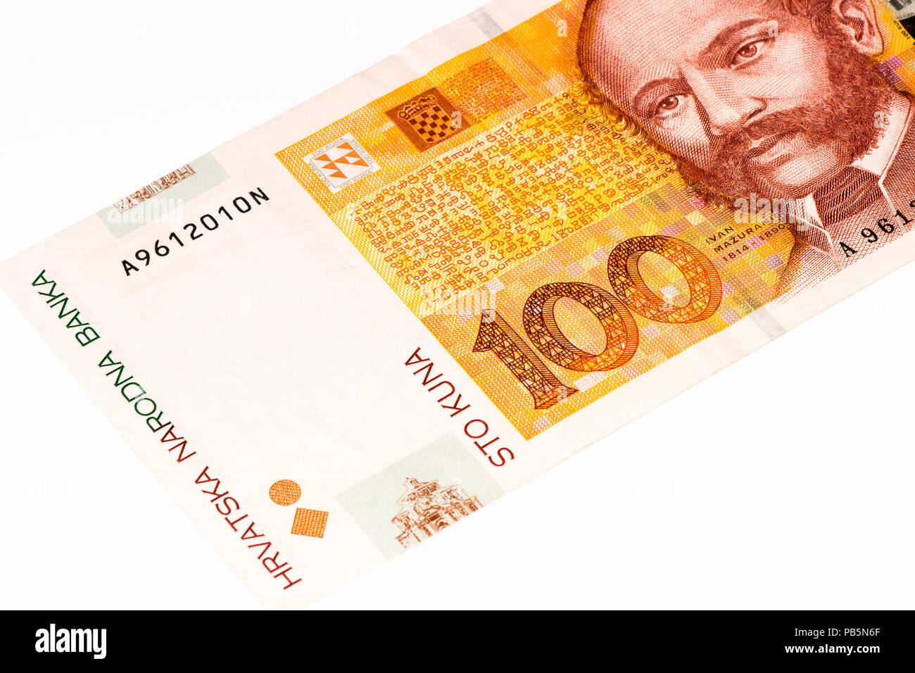 100 Croatian kunas bank note. Kuna is the national currency of Croatia Stock Photo