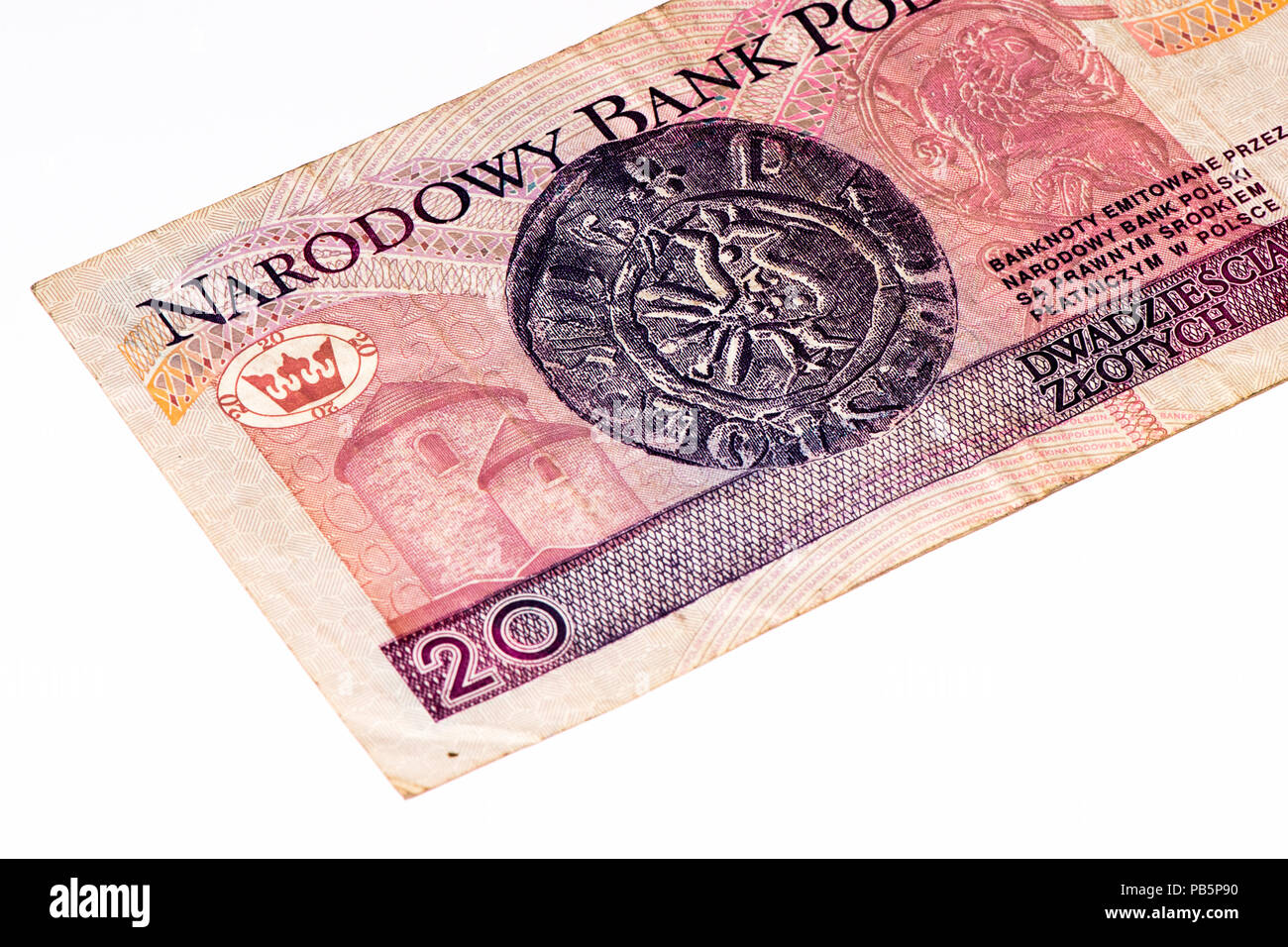 20 Polish zloty bank note. Zloty is the national currency of Poland