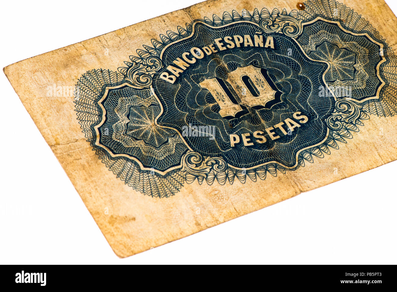 10 Spanish Pesetas Bank Note Peso Is The Former Currency Of Spain