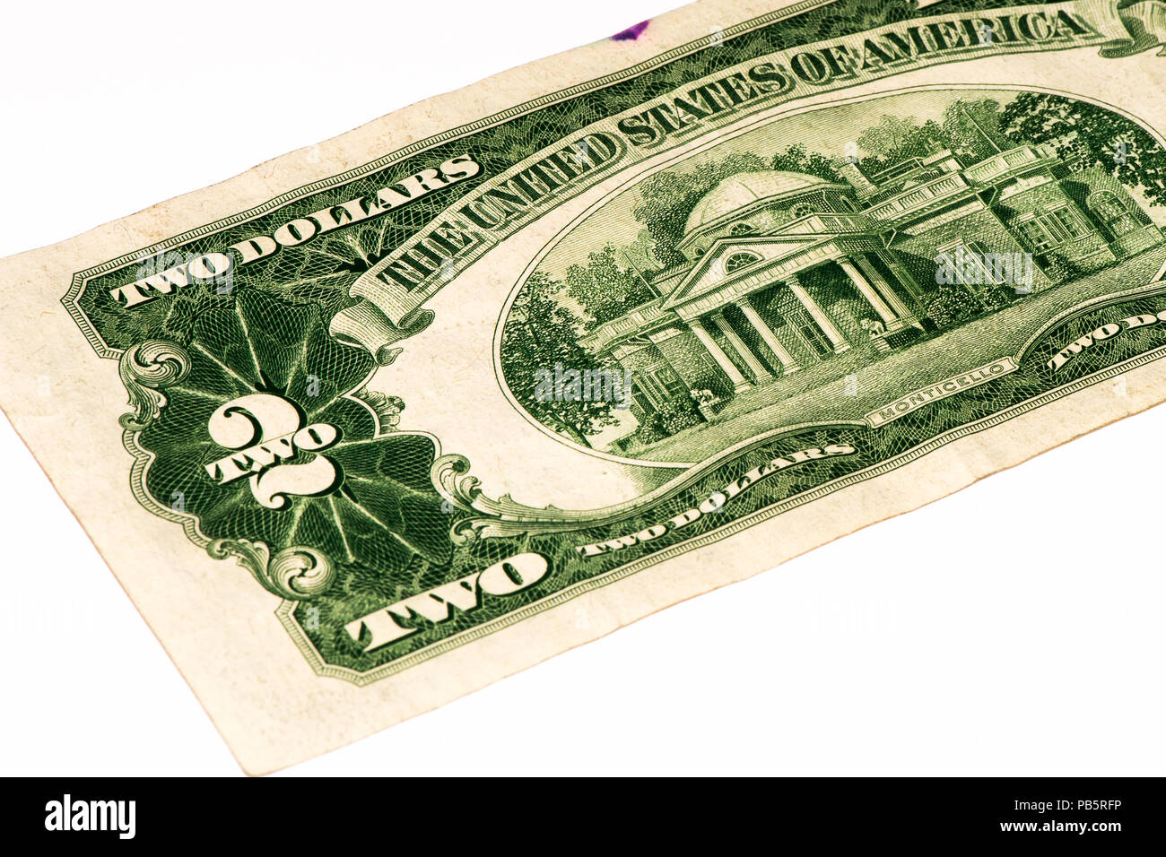 Monticello on the 2 US dollars bank note made in 1953 Stock Photo Alamy