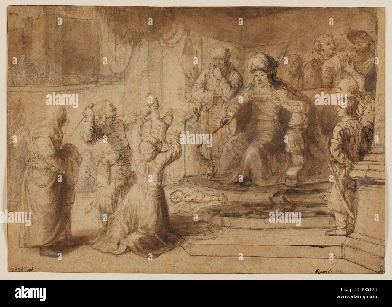The Judgment of Solomon. Artist: Constantijn Daniel van Renesse (Maarsen 1626-Eindhoven 1680). Dimensions: 9 1/8 x 12 7/8 in.  (23.2 x 32.7 cm). Date: 1649-50. Museum: Metropolitan Museum of Art, New York, USA. Stock Photo