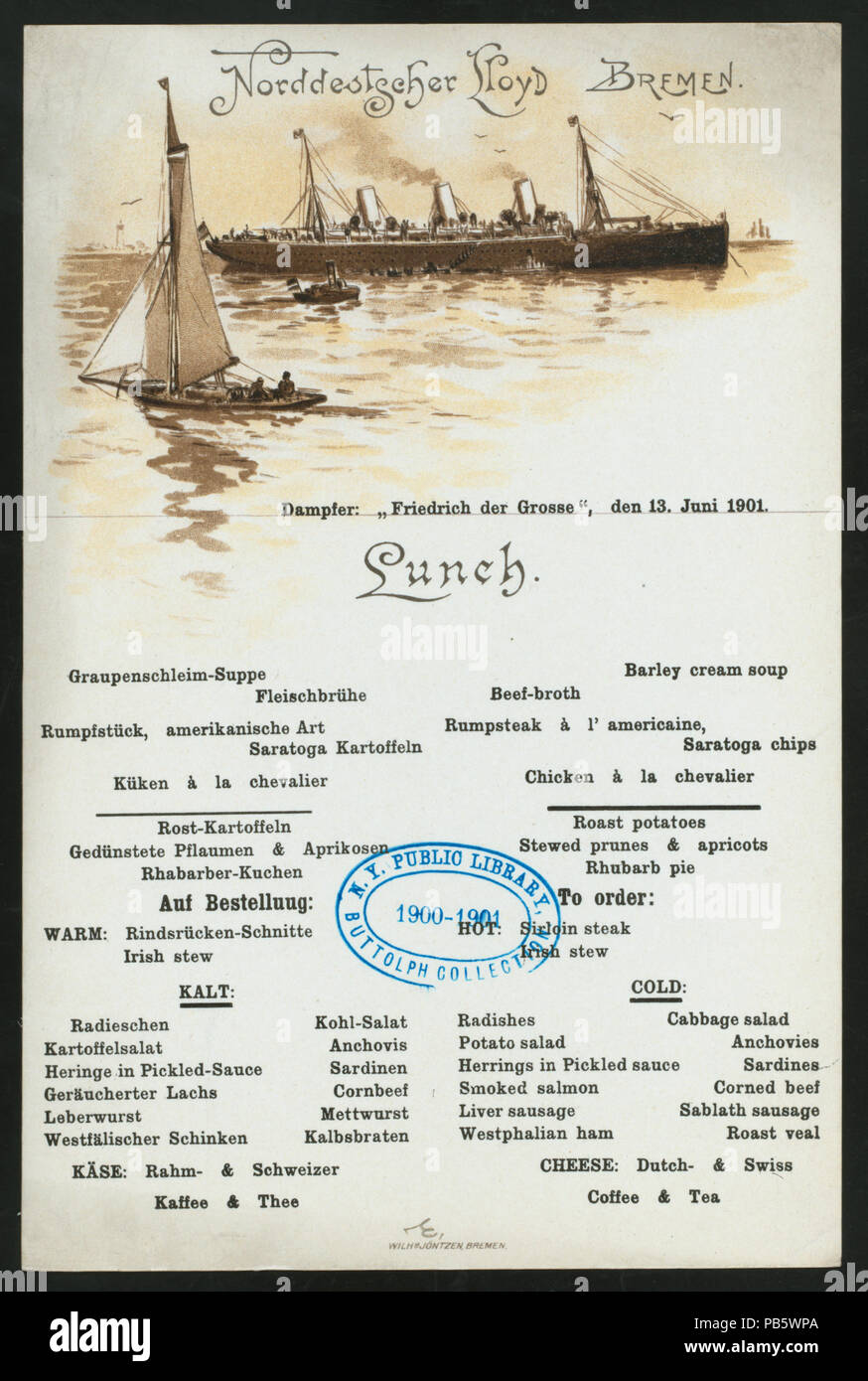 963 LUNCH (held by) NORDDEUTSCHER LLOYD BREMEN (at) SS FRIEDRICH DER GROSSE (SS;) (NYPL Hades-276659-471723) Stock Photo