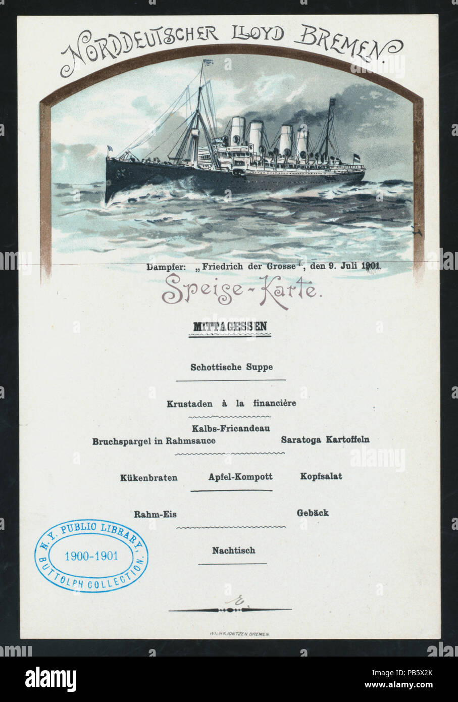 963 LUNCH (held by) NORDDEUTSCHER LLOYD BREMEN (at) SS FRIEDRICH DER GROSSE (SS;) (NYPL Hades-276951-469346) Stock Photo