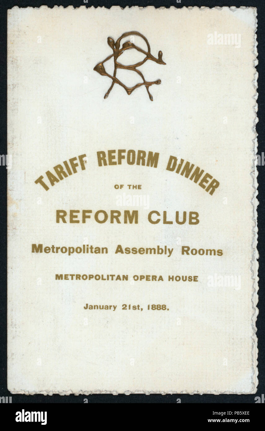 1600 TARIFF REFORM DINNER (held by) REFORM CLUB (at) METROPOLITAN OPERA HOUSE (METROPOLITAN ASSEMBLY ROOMS) (NYPL Hades-269654-474304) Stock Photo