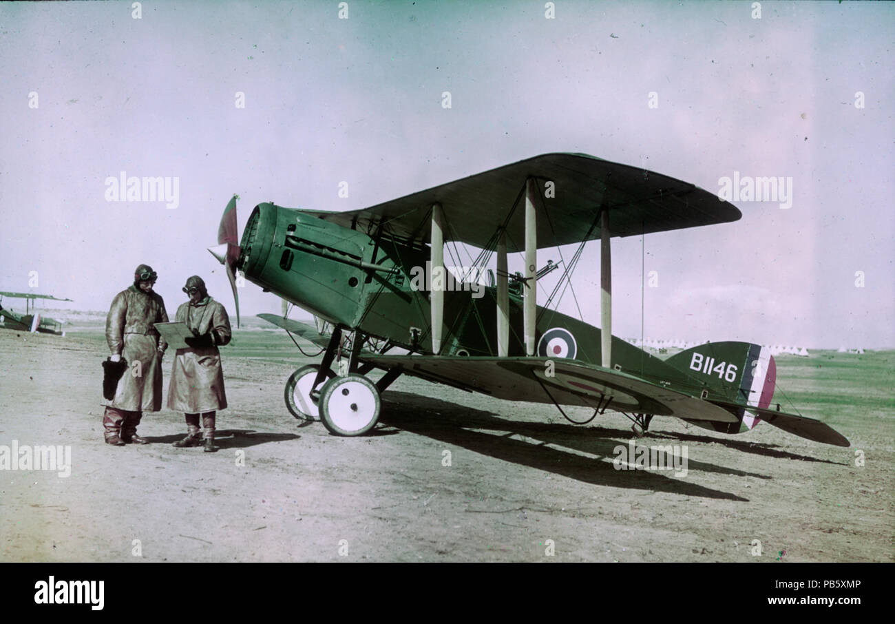 1125 Observer, pilot, and Bristol Fighter F2B aircraft Stock Photo