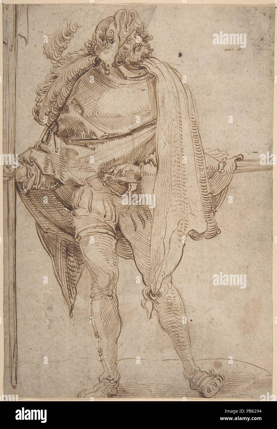 Landsknecht. Artist: Hans Schäufelein (German, Nuremberg ca. 1480-ca. 1540 Nördlingen). Dimensions: sheet: 10 x 6 15/16 in. (25.4 x 17.6 cm). Date: early 16th century. Museum: Metropolitan Museum of Art, New York, USA. Stock Photo